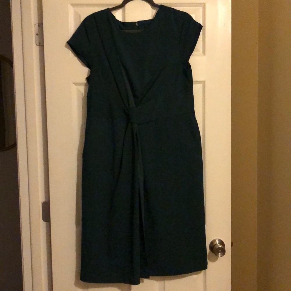 Ann Taylor Gathered Shift Dress Emerald Size: 14